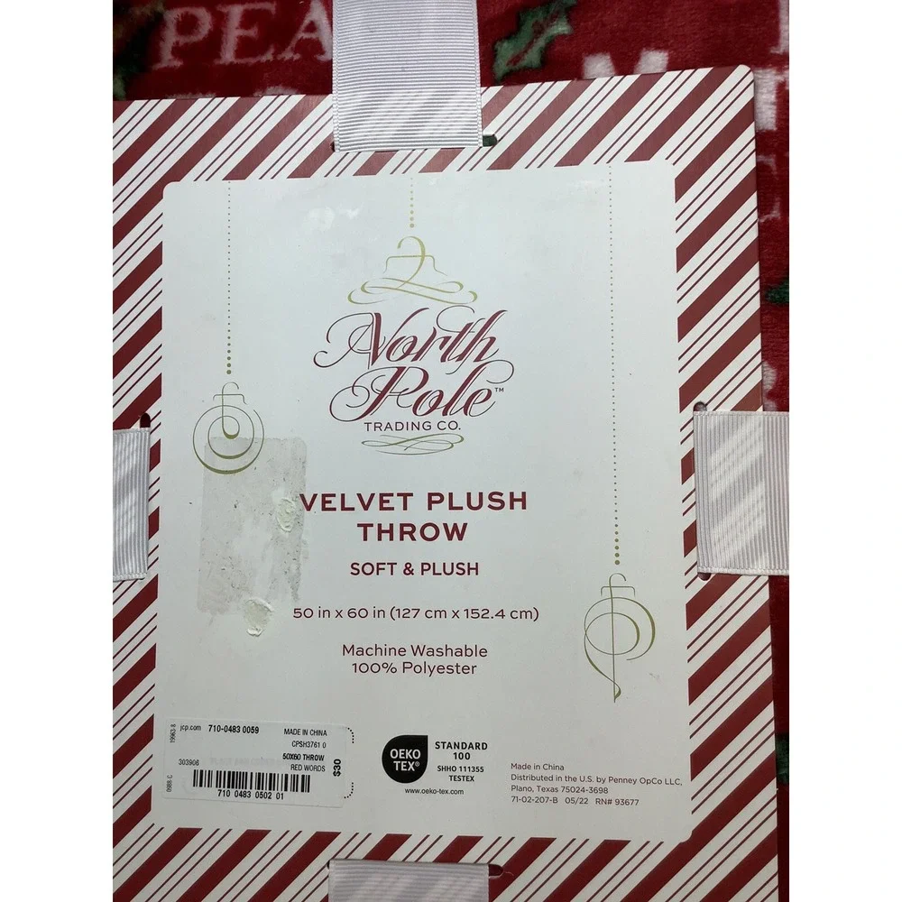 North Pole Trading Co. Christmas/Holiday‎ Throw Blanket Fleece Plush 50 x 60